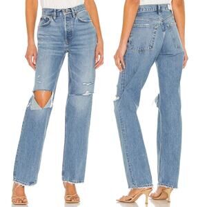 RE/DONE 90s Comfy Jeans Women’s Size 24 Sunfaded Destroy Light Wash Distressed